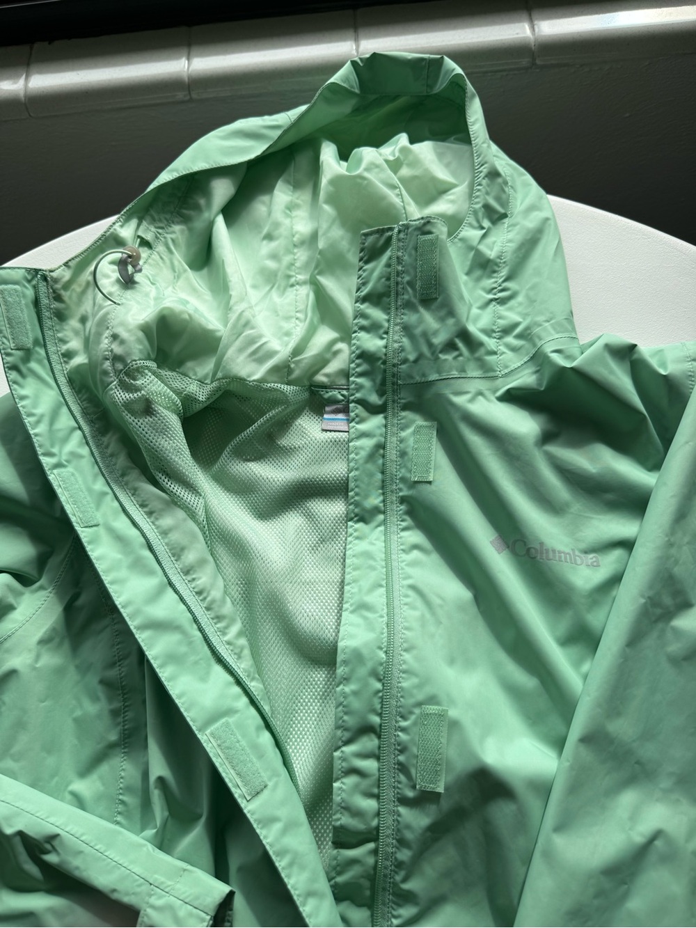 Columbia Women's Light Mint Green Hooded Waterproof Jacket - Picture 5 of 13